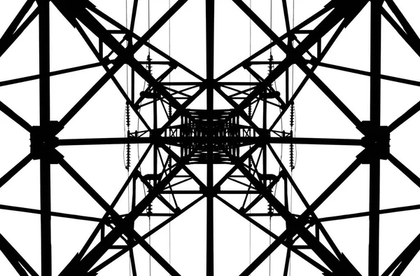 Estructura Metálica Del Soporte Líneas Eléctricas Silueta Foto — Foto de Stock