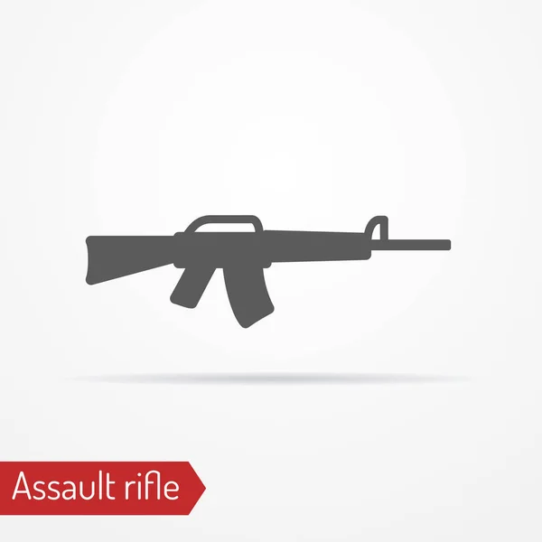 Asalto rifle silueta vector icono — Vector de stock