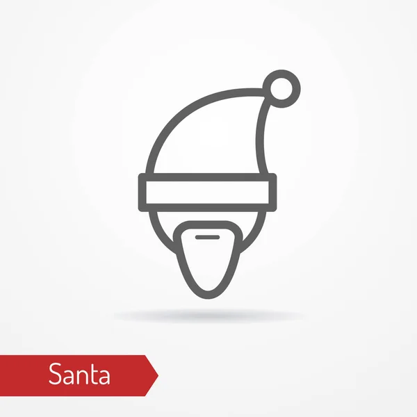 Santa Claus en el icono de la línea de vector sombrero de año nuevo — Vector de stock