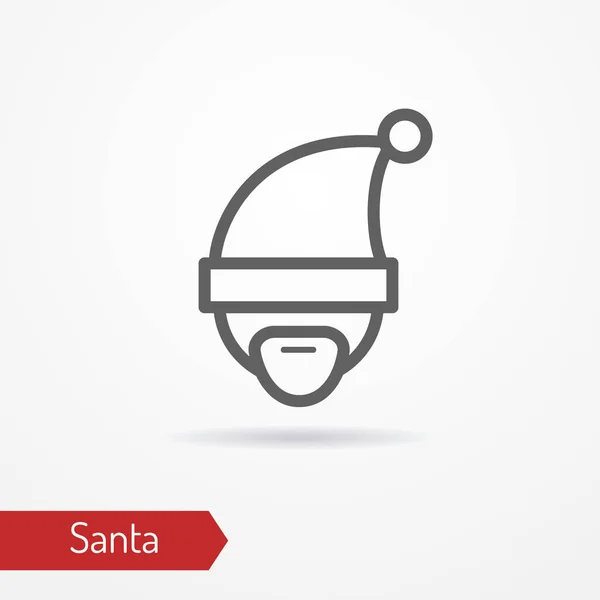 Santa Claus en el icono de la línea de vector sombrero de año nuevo — Vector de stock
