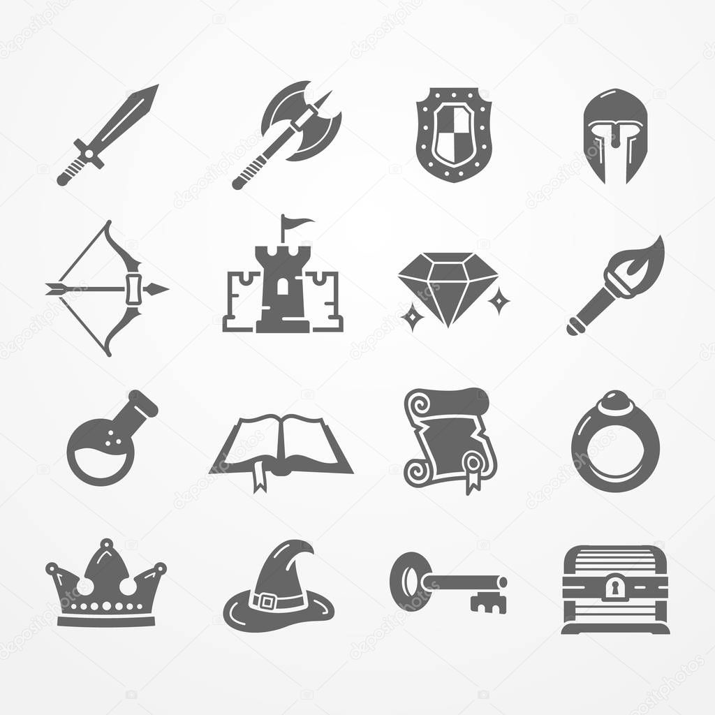 RPG PC game vector icons