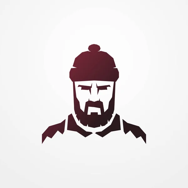 ひげそり腰椎労働者の男性ベクトルのロゴ画像 — ストックベクタ