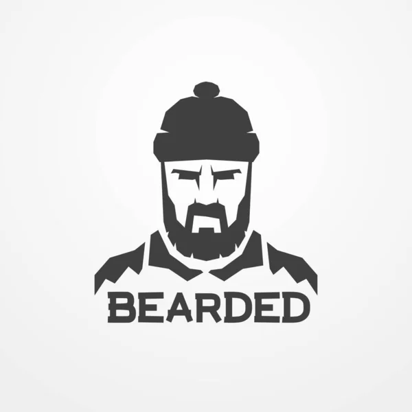 Lenhador barbudo trabalhador homem imagem do logotipo do vetor —  Vetores de Stock