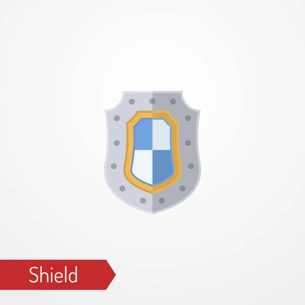 Medieval shield with flag flat vector icon — Stock Vector