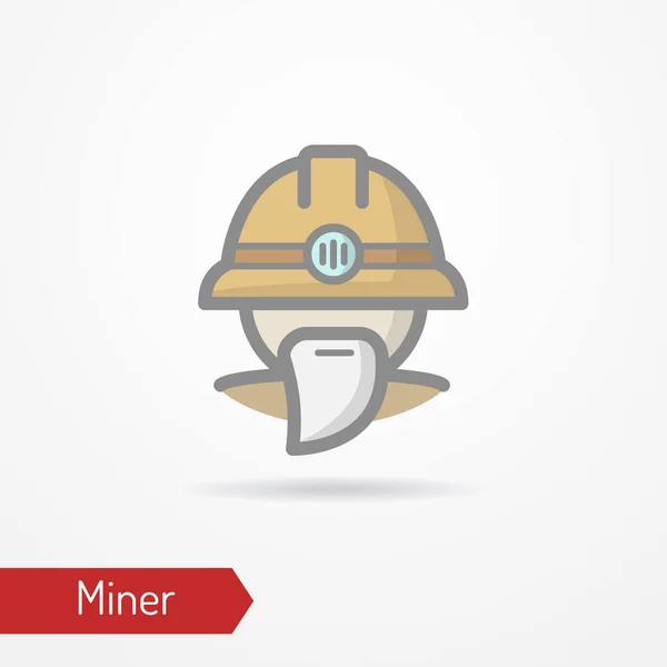 Viejo minero en el icono del vector del casco — Archivo Imágenes Vectoriales