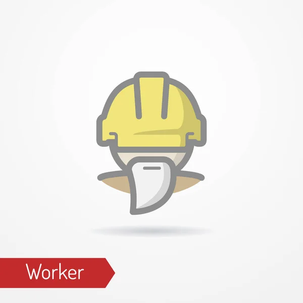 Viejo trabajador en el icono del vector del casco — Vector de stock