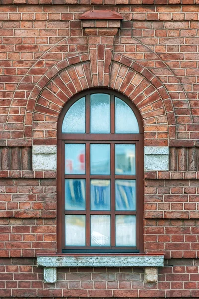 Window Arch Background Wall Brown Brick Series Window Saint Petersburg — Stock Photo, Image