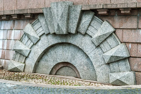 Fragment Architectural Design Granite Embankment Neva River Spit Vasilyevsky Island — Stock Photo, Image