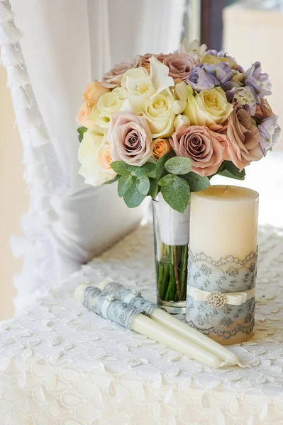 Buquê de casamento com velas — Fotografia de Stock