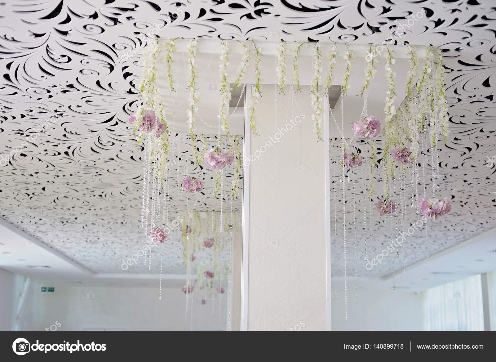 Crystal Chains Hang Art Decor Wedding Ceiling Close Stock