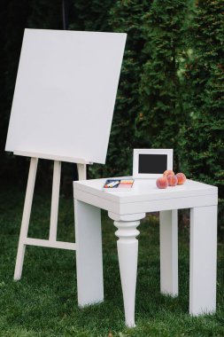 Çizim-kağıt ile şövale üzerinde duran yönetim kurulu,