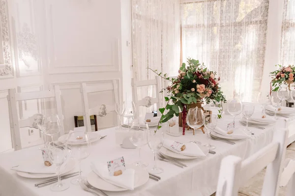 Decoração de mesa de casamento do restaurante — Fotografia de Stock