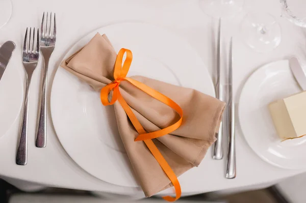 Вишуканий набір столу для весільної вечері — стокове фото