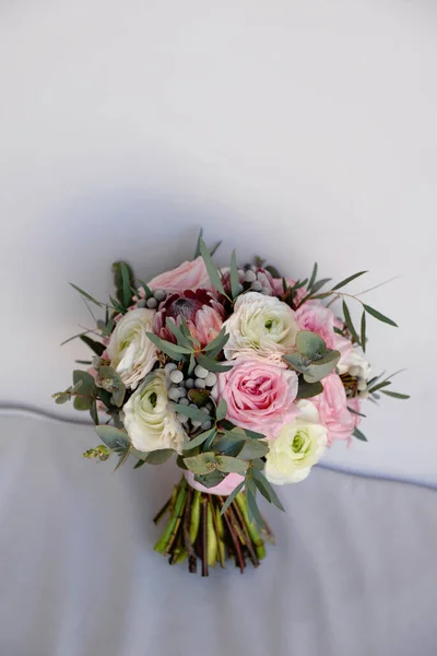 Wedding Flowers Bridal Bouquet Closeup Decoration Made Roses Peonies Decorative — Stock Photo, Image
