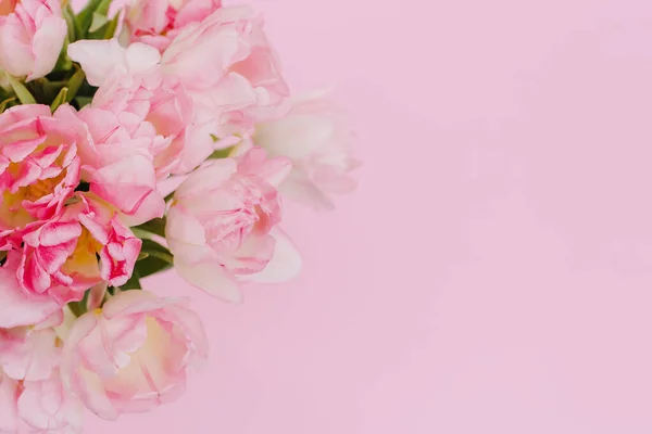 Kreative Frühling Hintergrund Komposition Bunte Blumen Auf Rosa Hintergrund Minimales — Stockfoto