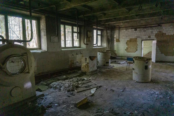 Kaupunkiaave Pripyat Tsernobylin Eristysalue Tsernobylin Ydinvoimalan Onnettomuus Onnettomuuden Seuraukset Keltainen — kuvapankkivalokuva