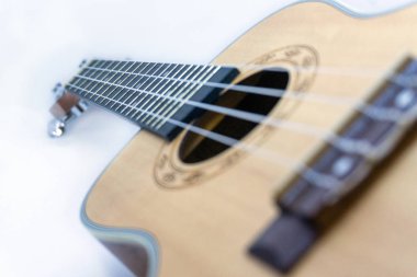 Brown ukulele hawaiian guitar isolated on white background