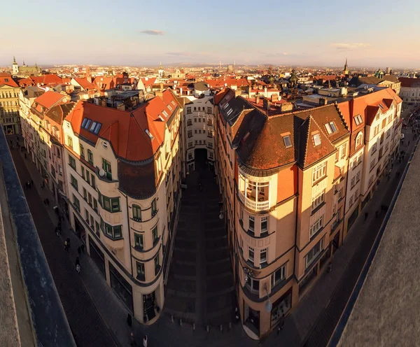 Brno city under sunset, air view. Morawia, Czech Republic — Stock Photo, Image