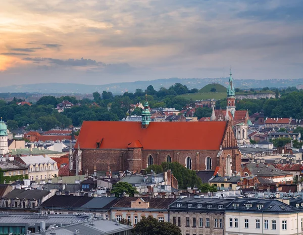 Widok na dachy i Kościół w Krakowie. — Zdjęcie stockowe