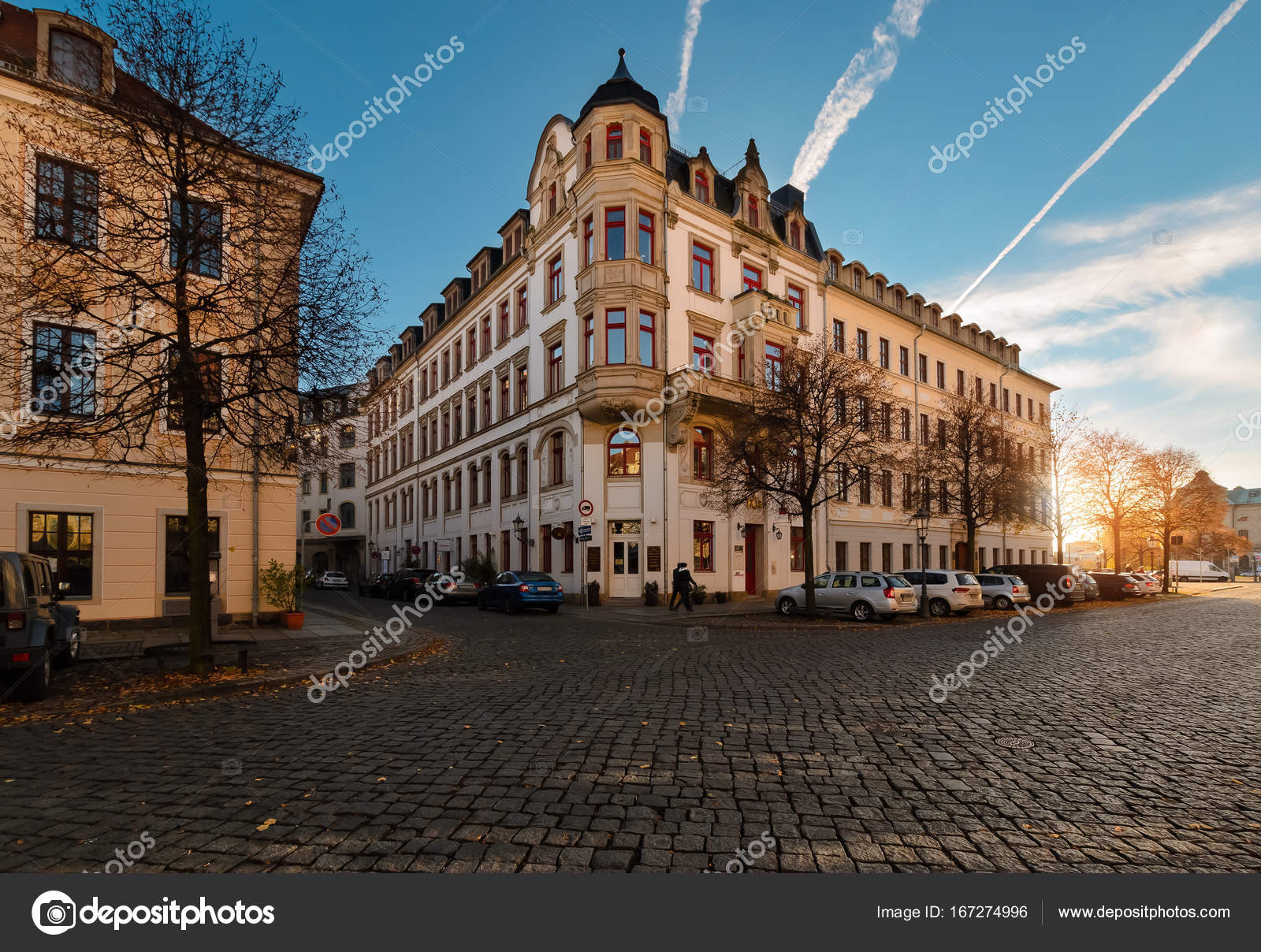 Autumn Street Architecture In Old Town Of Dresden Stock Photo