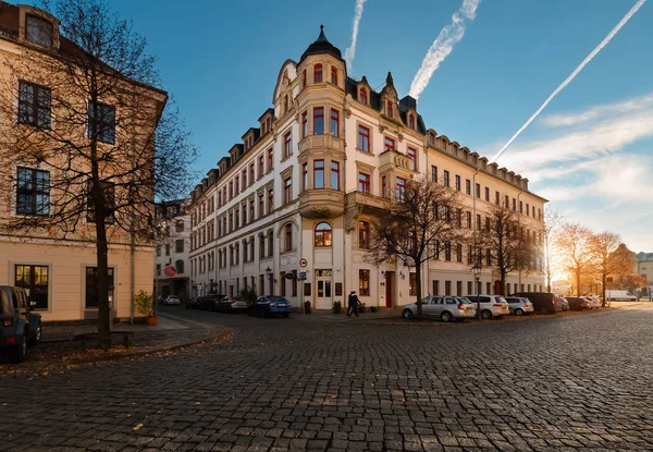 Autumn street architecture in old town of Dresden — Stock Photo, Image