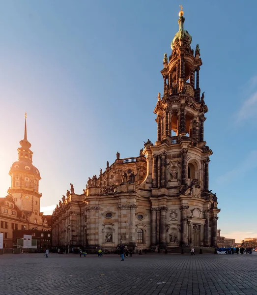 Merkezi Dresden günbatımı üzerinde — Stok fotoğraf