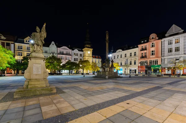 Central square of Ostrava in the night. — Stock Photo, Image