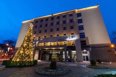 Noel zamanında Gliwice town hall.