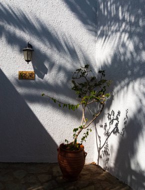 Girit şehrinde otantik dar renkli Akdeniz sokağı