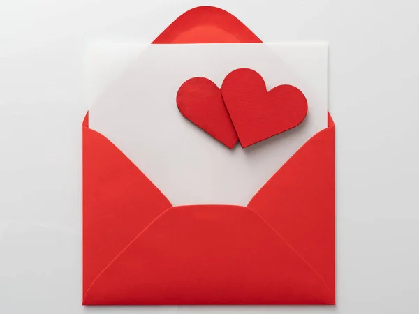 Valentines day love letter Flat lay background — Stock Photo, Image