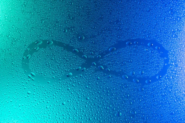 Símbolo Infinito Neón Luz Fondo Gotas Tendencia 2020 Color Aqua —  Fotos de Stock