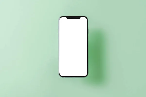 Smartphone Mockup Nieuwe Zwarte Frameloze Zwevende Smartphone Met Wit Scherm — Stockfoto