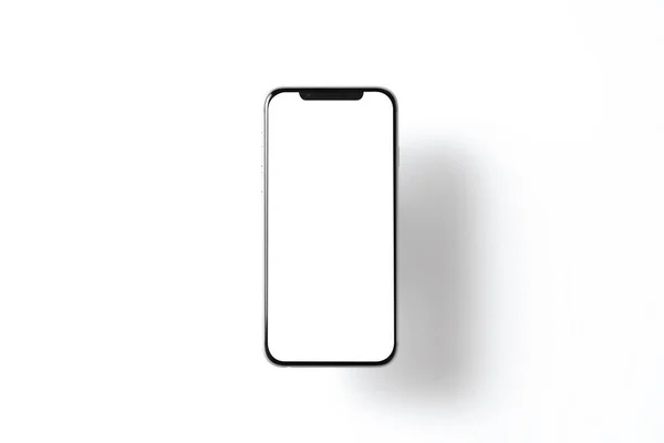 スマートフォンのモックアップ 白画面で新しい黒のフレームレスホバリングスマートフォン 色の背景に隔離された 高品質のスタジオショットに基づいています スマートフォンのフレームレスなデザインコンセプト — ストック写真