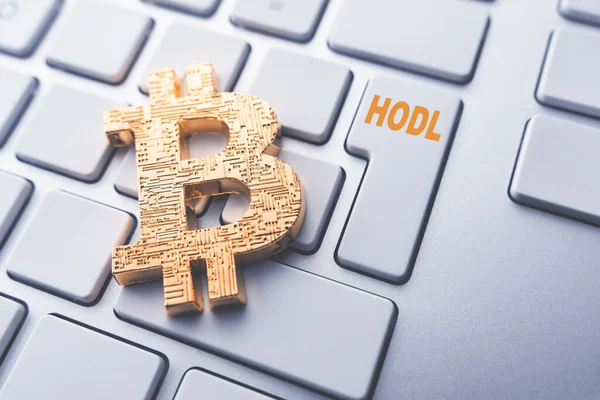 Bitcoin hodl konsepti. Yumuşak odaklı tonlu resim. Dünya çapında kripto para birimi ve dijital ödeme sistemi için kavramsal resim.