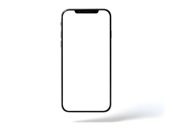 Mockup Smartphone Telefono Con Schermo Vuoto Ombra Isolata Sfondo Bianco — Foto Stock