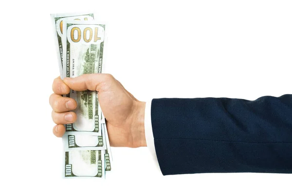 100 Dollar Handen Van Een Zakenman Hand Met Geld Hand — Stockfoto