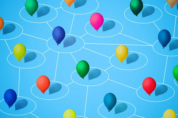 Bunte Luftballons Als Symbol Der Heterogenität Der Gesellschaft Modernen Isometrischen — Stockfoto