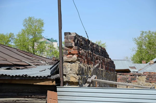 Parede antifogo tijolo preservado em Irkutsk — Fotografia de Stock