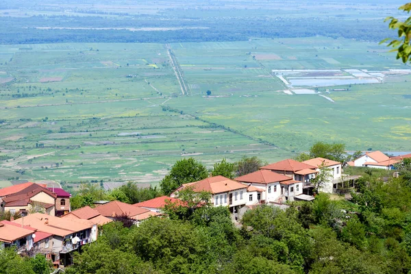 Vista superior do vale de Alazani na região de Kakheti — Fotografia de Stock