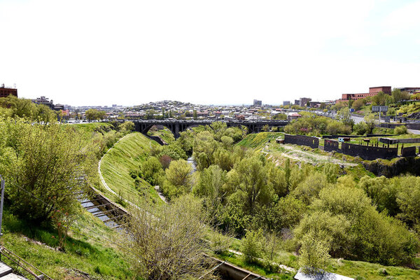 View of Hrazdan Gorge, Victory Bridge and Yerevan