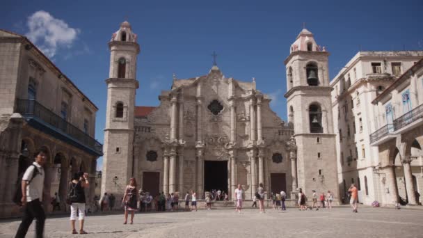 Monument och Landmark Cathedral Square i Havanna Kuba kubanska resor — Stockvideo