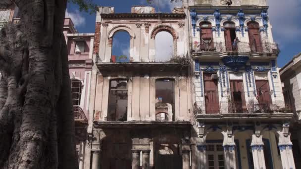 Κουβανέζικο σπίτια και κτίρια παλιά Αβάνα Κούβα — Αρχείο Βίντεο