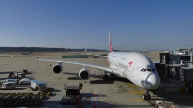 Incheon Havalimanı Seul Güney Kore Airbus A380 uçak hızlandırılmış