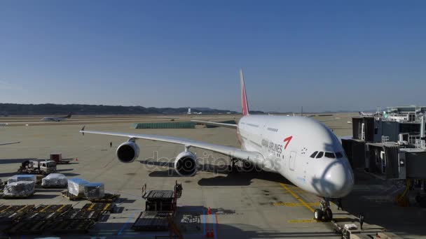 仁川国际机场首尔韩国空客 A380 飞机延时 — 图库视频影像