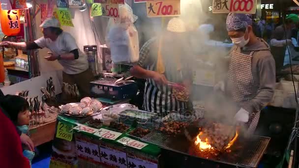 Comida tradicional asiática de rua em Ueno Park Tóquio Japão Ásia — Vídeo de Stock