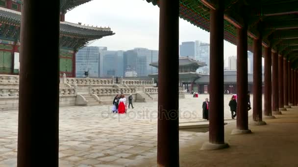 Gyeongbokgung Palace koreai emlékmű Landmark, Seoul, Dél-Korea Ázsiában — Stock videók
