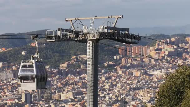 View Of The Teleferic De Montjuic Barcelona Spain — Stock Video