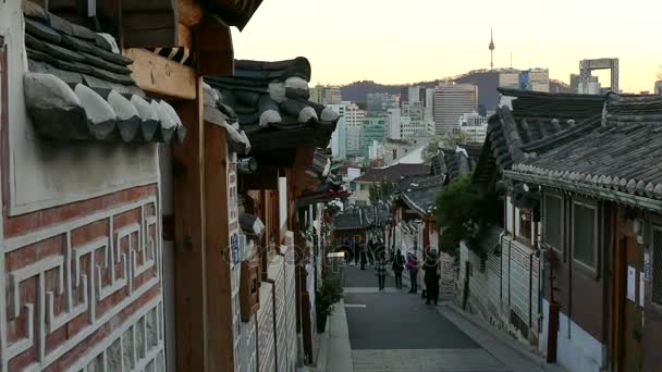 Seúl Corea Asia City Vista del horizonte y el paisaje desde Bukchon — Vídeos de Stock