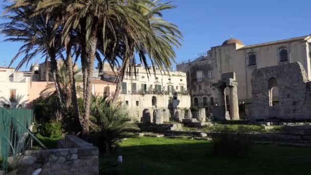 Temple Of Apollo Ancient Greek Monument In Siracusa Sicily Italy — Stock Video