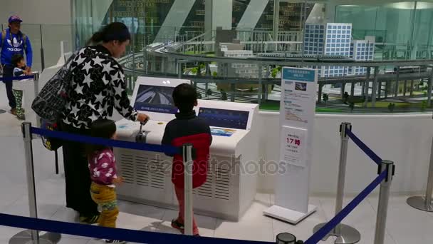 Family Playing With Scale Model At Kyoto Railway Museum Japan — Stock Video